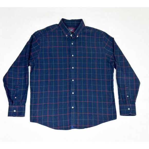 Untuckit Shirt XL Blue Plaid Flannel Long Sleeve Button Front - Picture 1 of 7